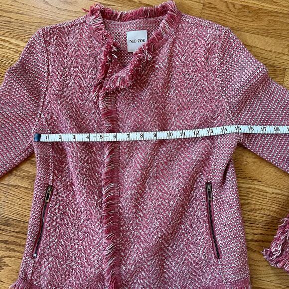 Nic + Zoe Fringe Mix Knit Dusty Rose Blazer Jacket - Small Petite - Picture 9 of 13